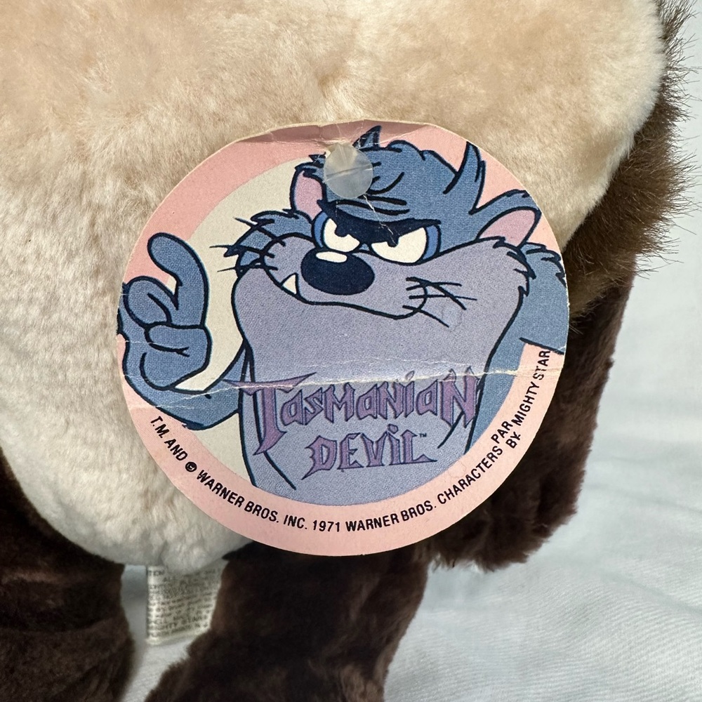 Vintage 1987 TAZ Tasmanian Devil Plush Warner Bros. INC with Tags - Picture 7 of 9